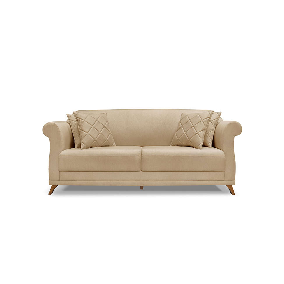Sofá 3 Lugares Abruzzo Linho Dourado 200 cm