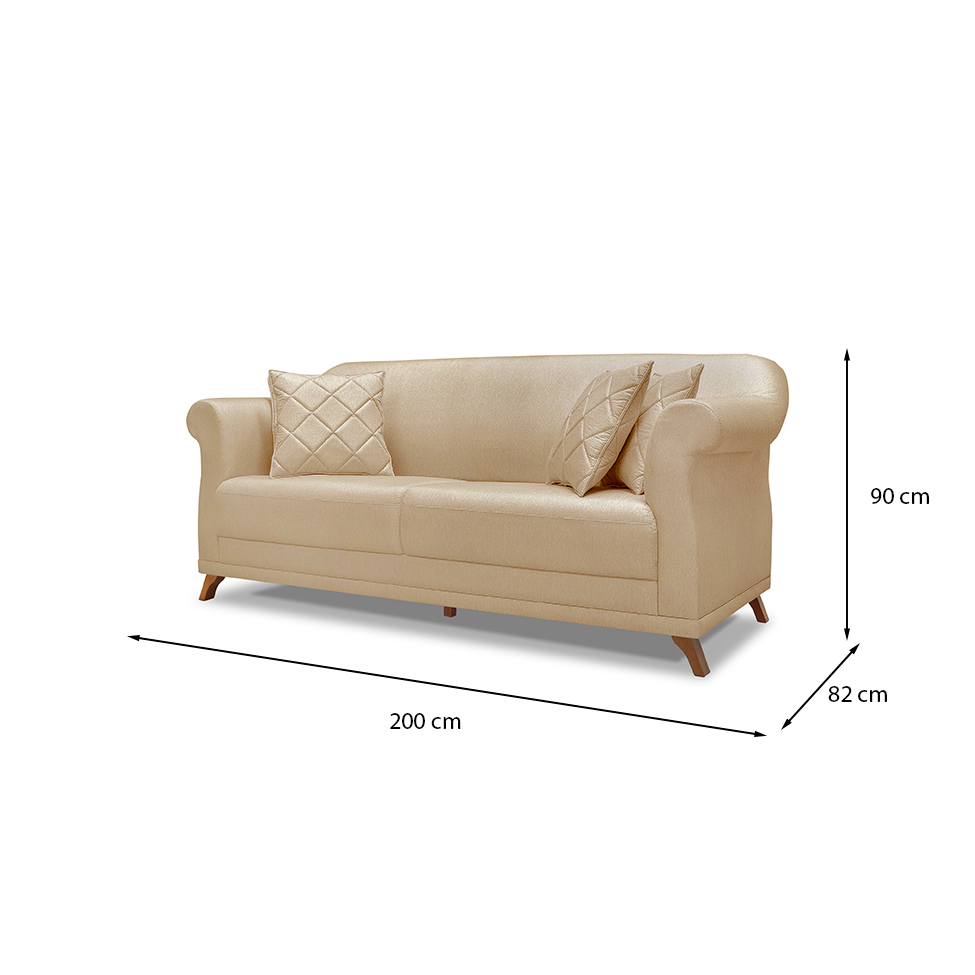 Sofá 3 Lugares Abruzzo Linho Dourado 200 cm