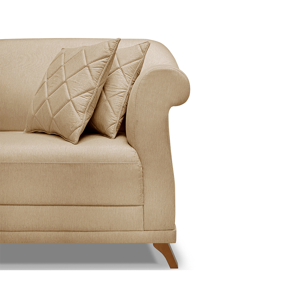 Sofá 3 Lugares Abruzzo Linho Dourado 220 cm
