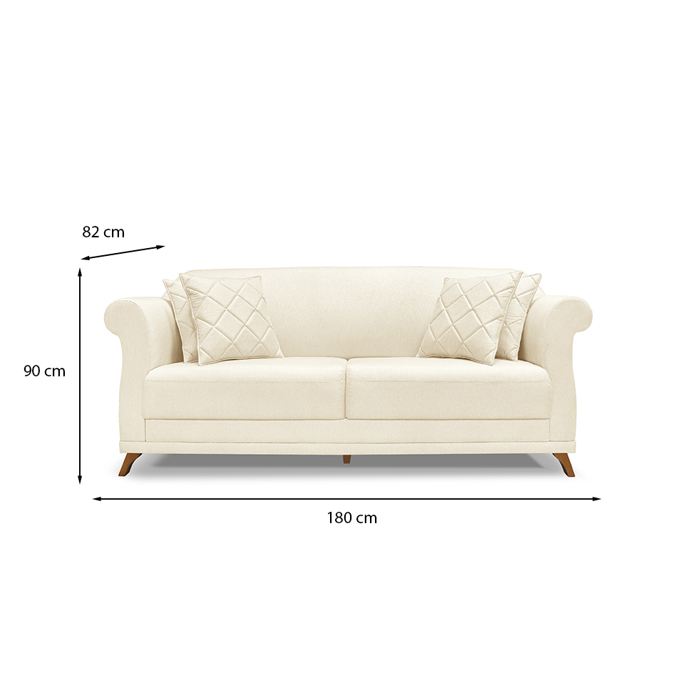 Sofá 3 Lugares Abruzzo Linho Pérola 180 cm