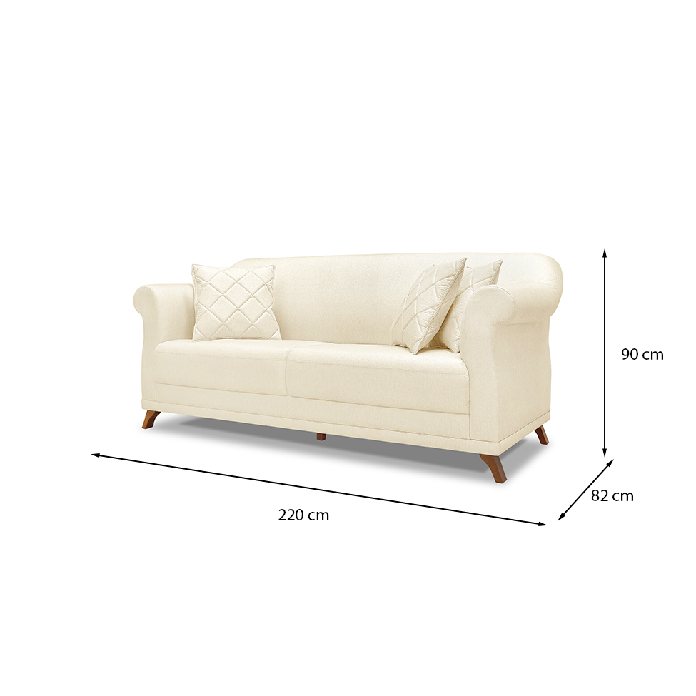 Sofá 3 Lugares Abruzzo Linho Pérola 220 cm