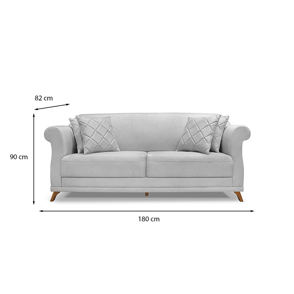 Sofá 3 Lugares Abruzzo Linho Rústico Grigio 180 cm