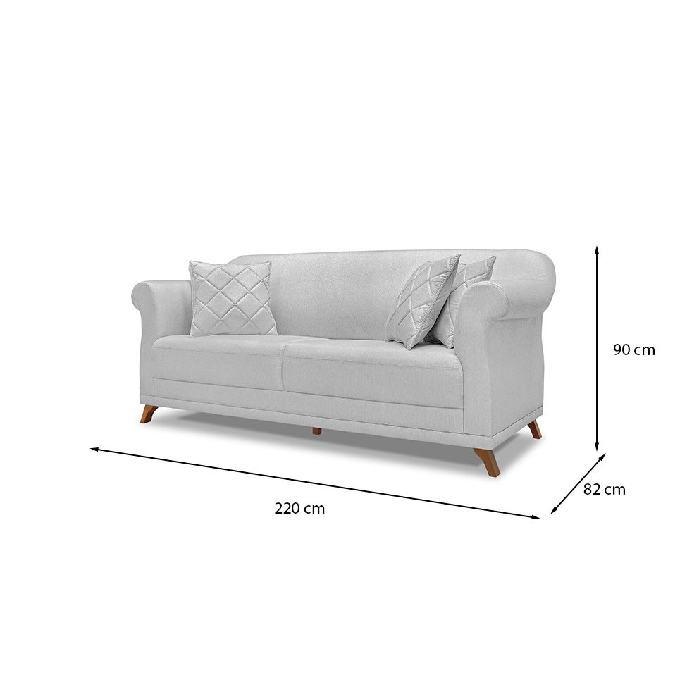 Sofá 3 Lugares Abruzzo Linho Rústico Grigio 220 cm