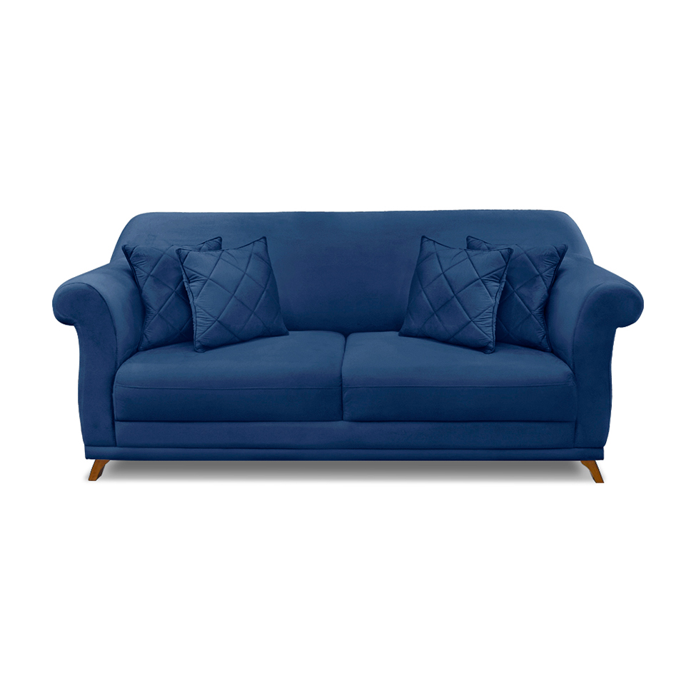 Sofá 3 Lugares Abruzzo Suede Azul Marinho 180 cm