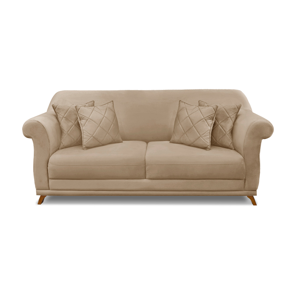 Sofá 3 Lugares Abruzzo Suede Bege 180 cm