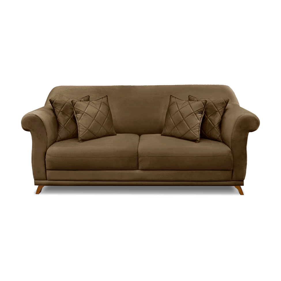 Sofá 3 Lugares Abruzzo Suede Caramelo 180 cm
