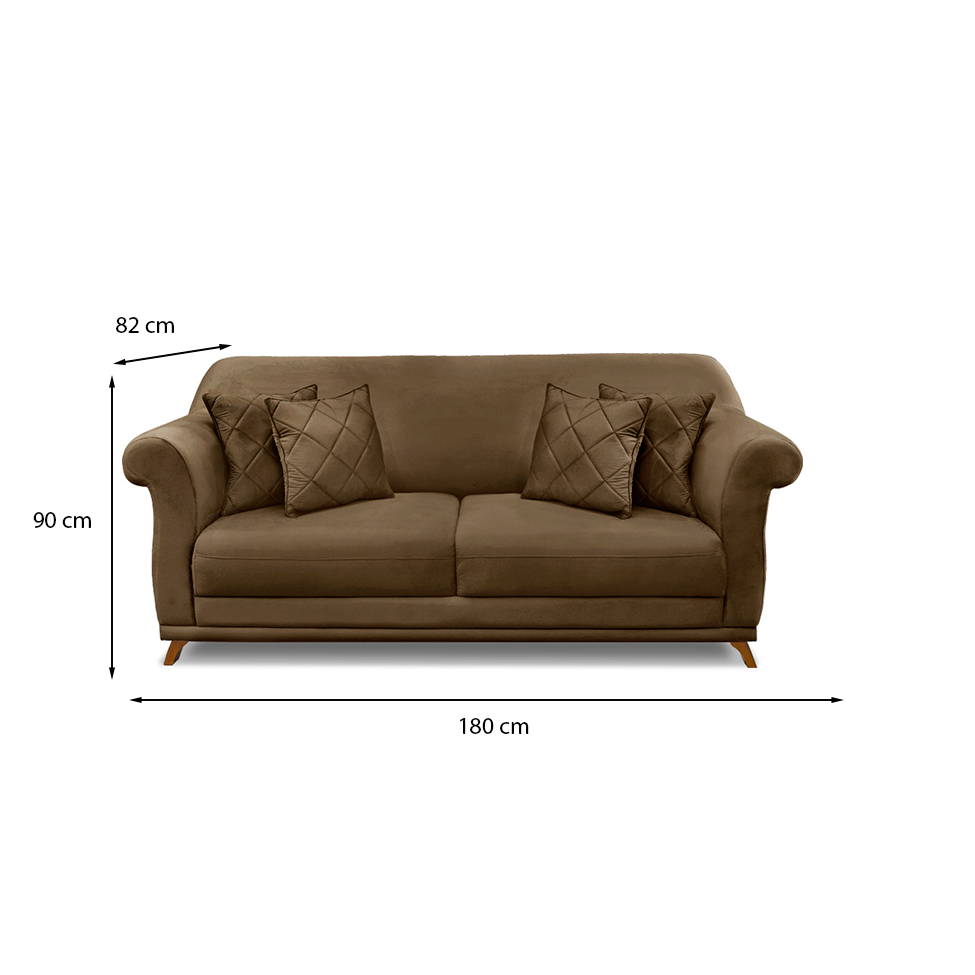Sofá 3 Lugares Abruzzo Suede Caramelo 180 cm
