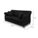 Sofá 3 Lugares Abruzzo Suede Preto 200 cm