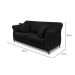 Sofá 3 Lugares Abruzzo Suede Preto 220 cm