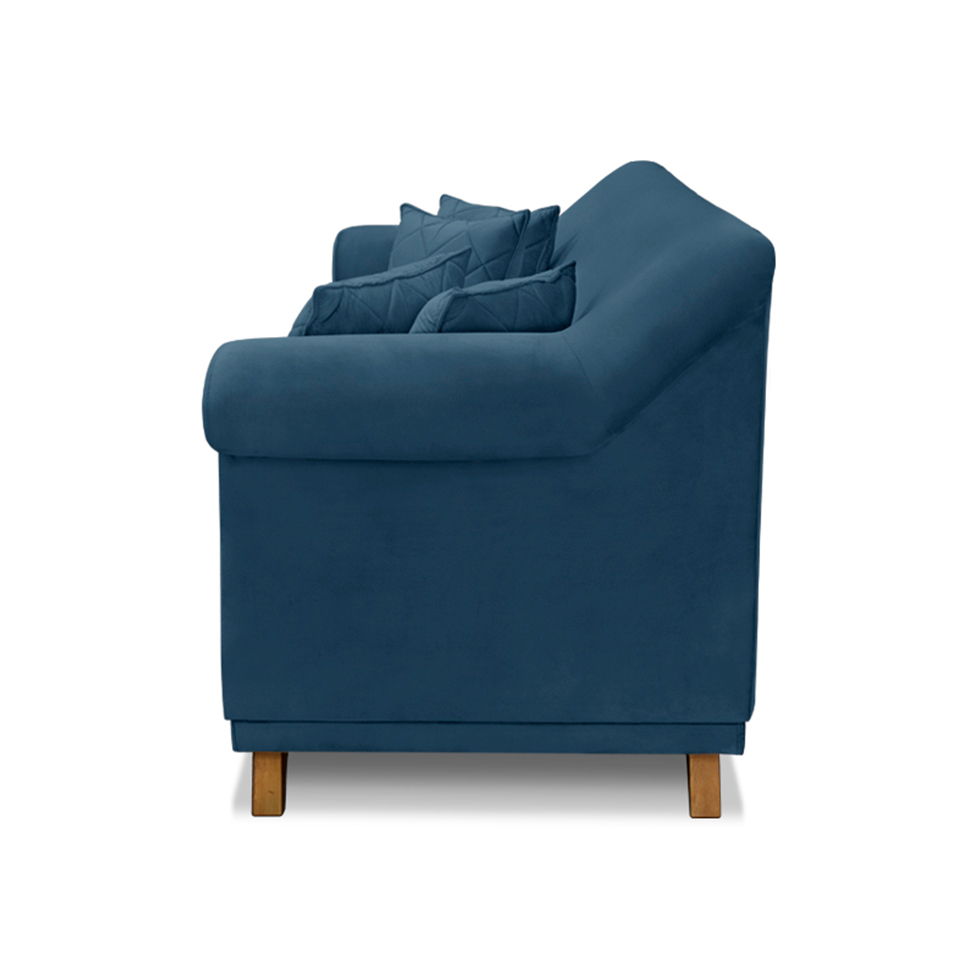 Sofá 3 Lugares Abruzzo Veludo Azul Marinho 180 cm