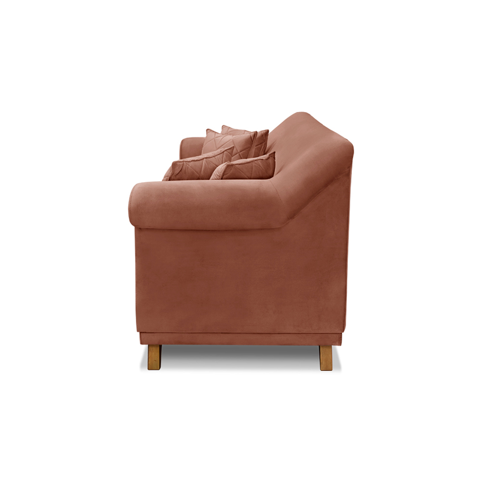 Sofá 3 Lugares Abruzzo Veludo Cobre 180 cm