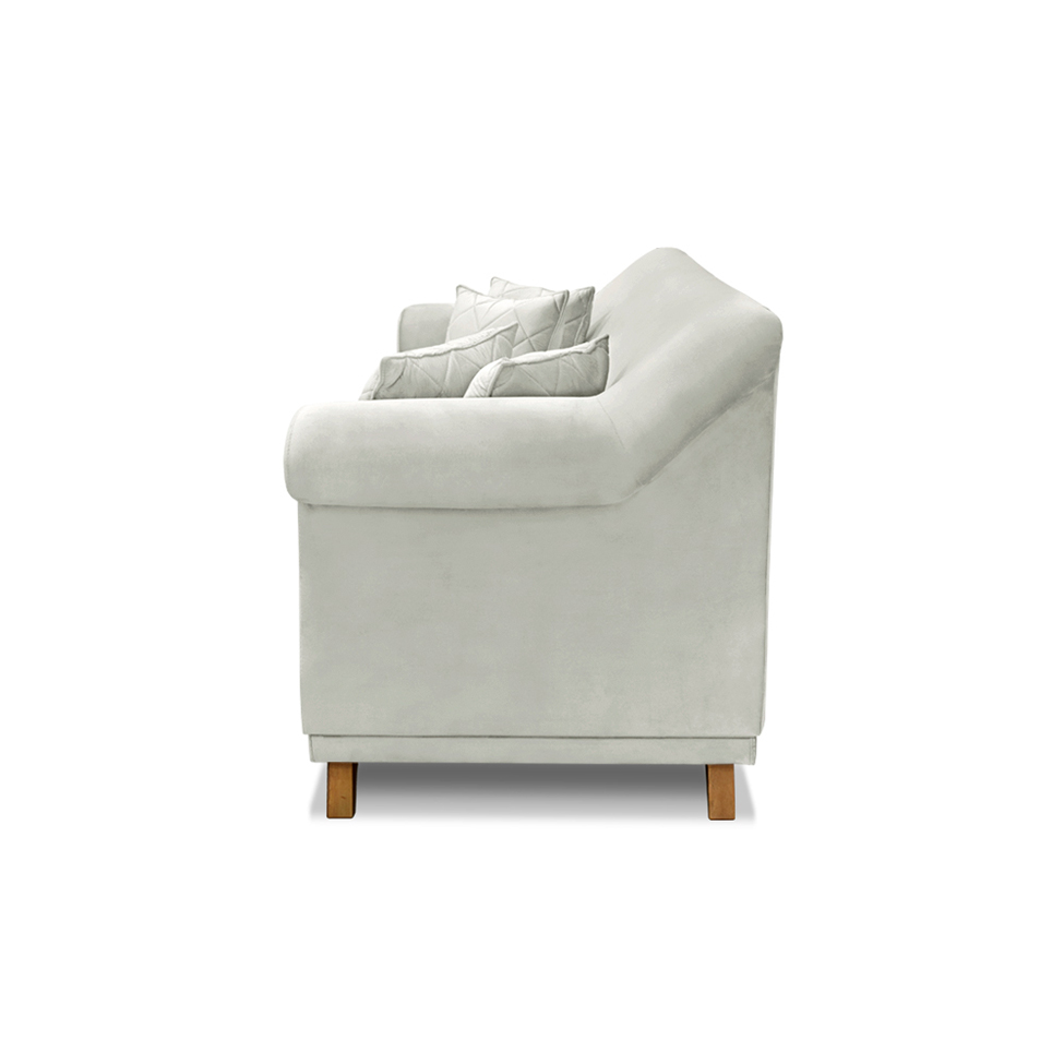 Sofá 3 Lugares Abruzzo Veludo Prata 180 cm