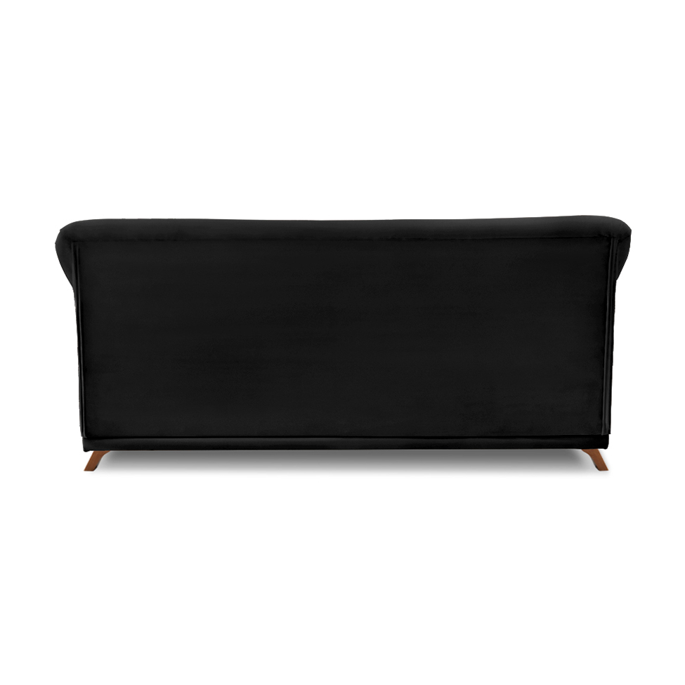 Sofá 3 Lugares Abruzzo Veludo Preto 180 cm