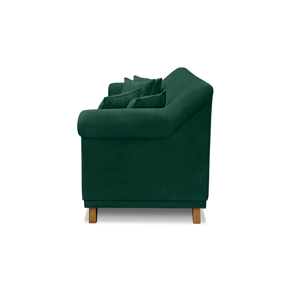 Sofá 3 Lugares Abruzzo Veludo Verde 180 cm