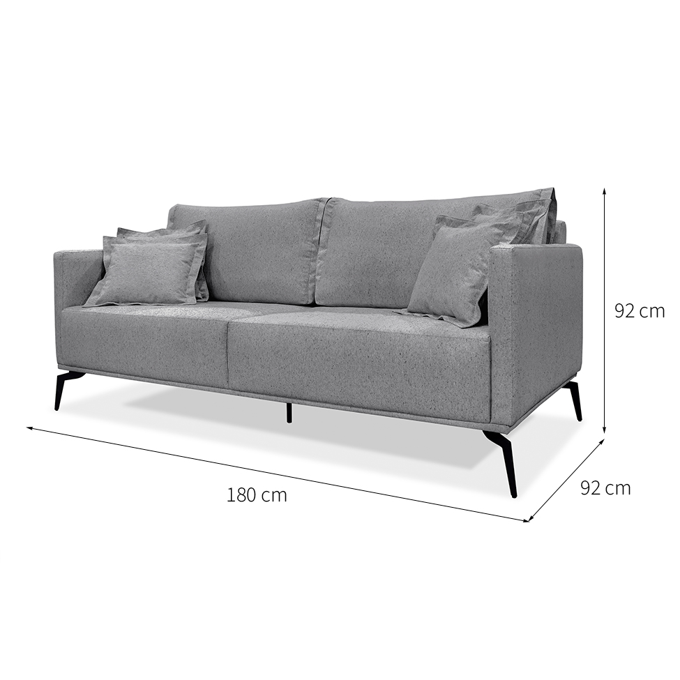 Sofá 3 Lugares Lazio Linho Cinza 180 cm
