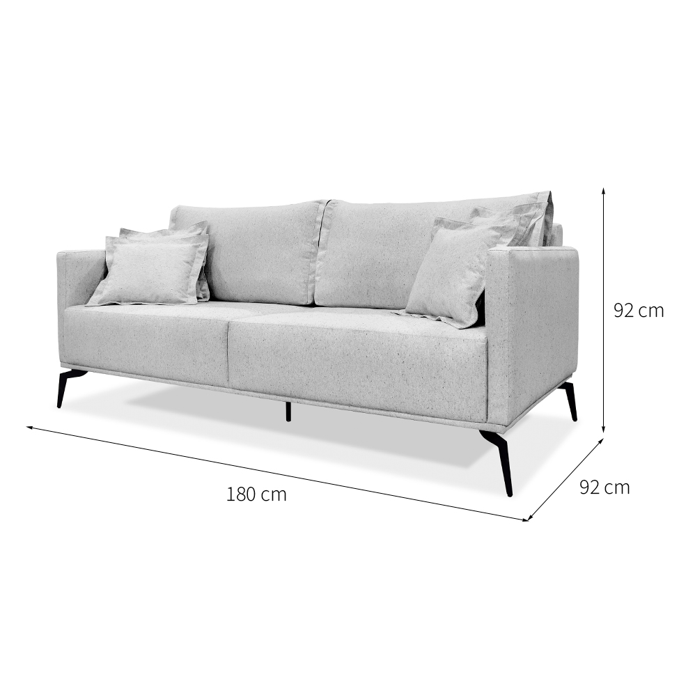 Sofá 3 Lugares Lazio Linho Rústico Grigio 180 cm
