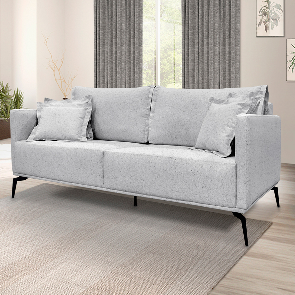 Sofá 3 Lugares Lazio Linho Rústico Grigio 180 cm