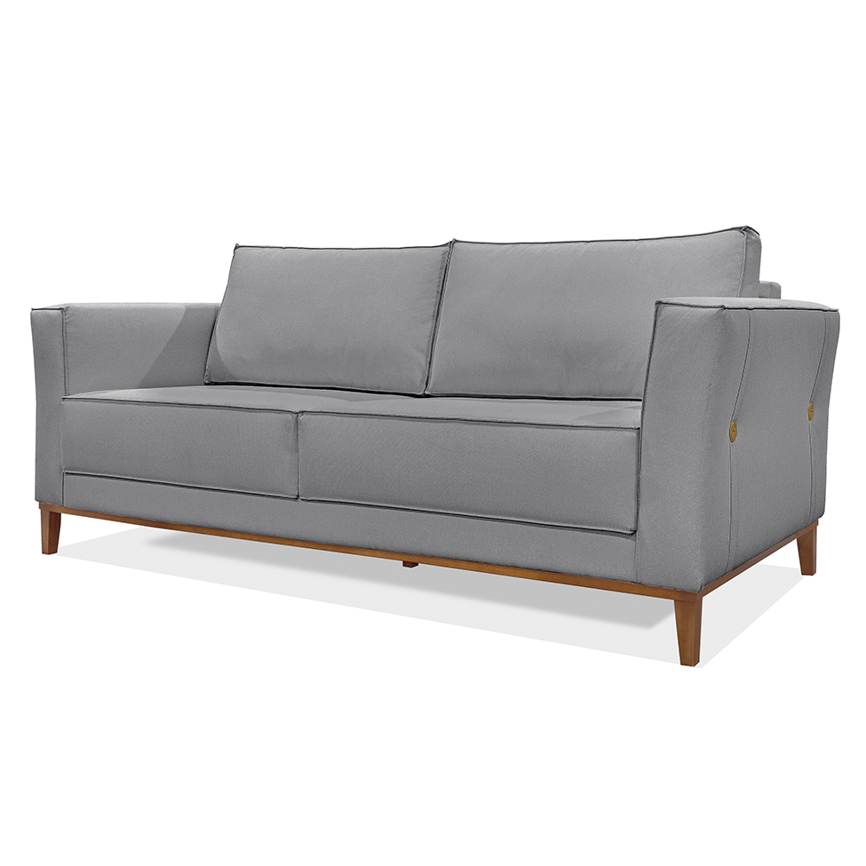Sofá 3 Lugares Potenza Linho Cinza 230 cm