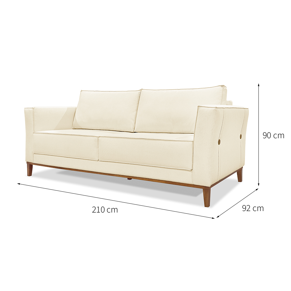 Sofá 3 Lugares Potenza Linho Pérola 210 cm