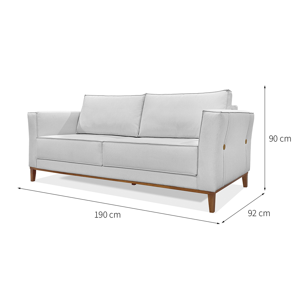 Sofá 3 Lugares Potenza Linho Rústico Grigio 190 cm