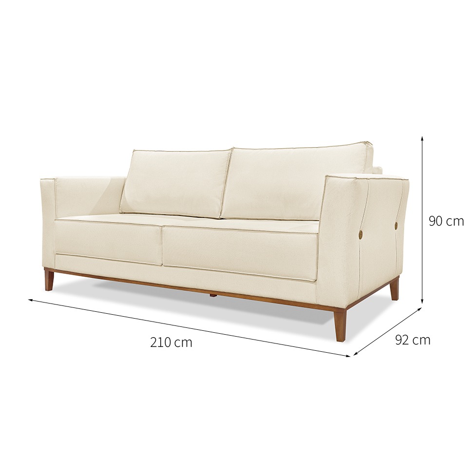 Sofá 3 Lugares Potenza Linho Rústico Natural 210 cm