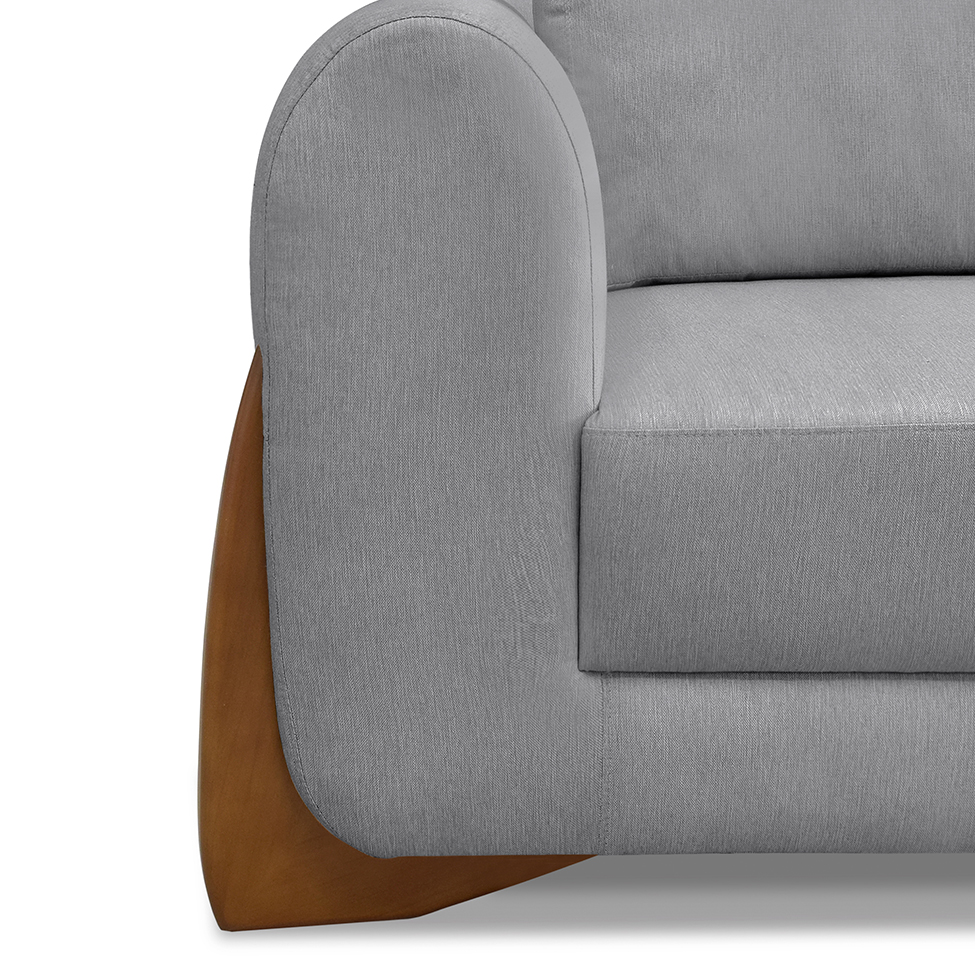 Sofá 3 Lugares Yves Linho Cinza 220 cm