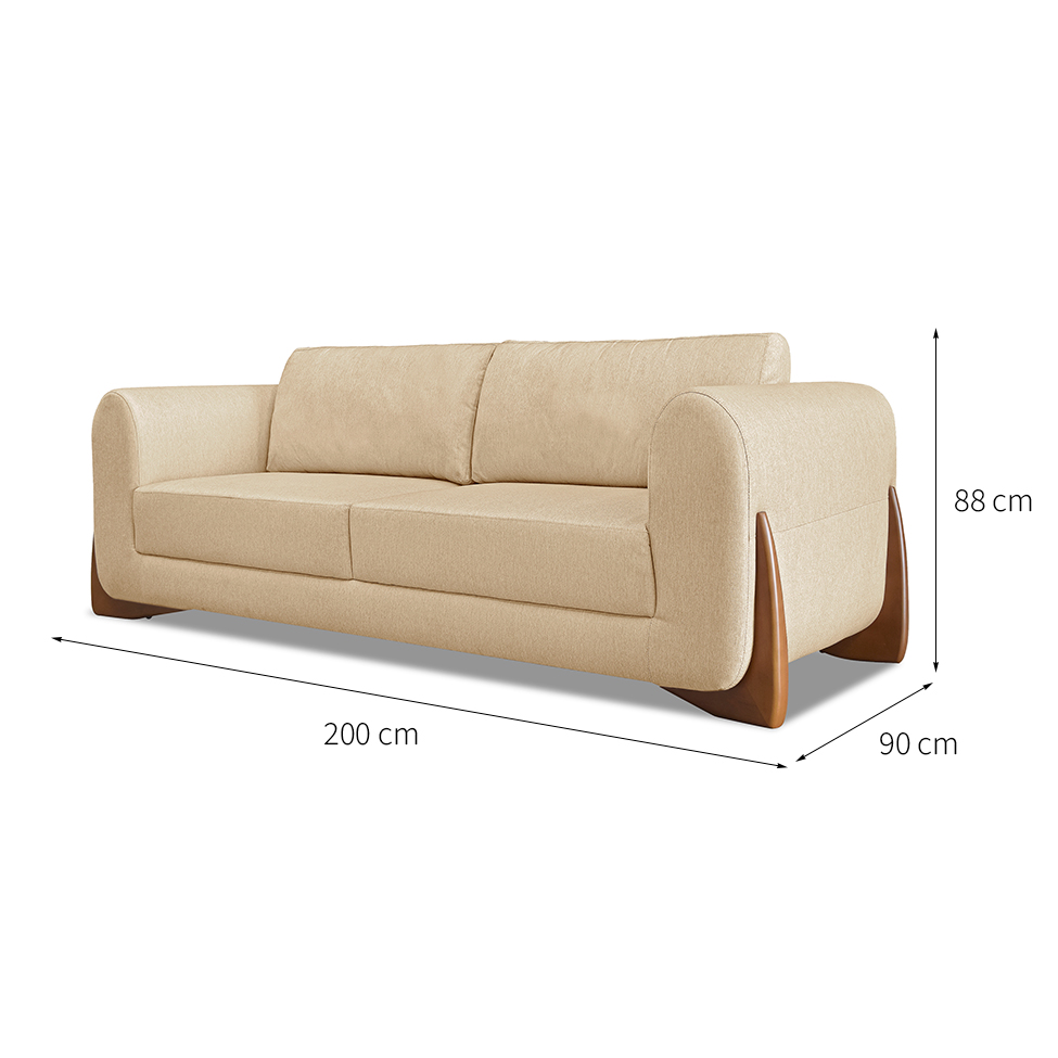 Sofá 3 Lugares Yves Linho Dourado 200 cm