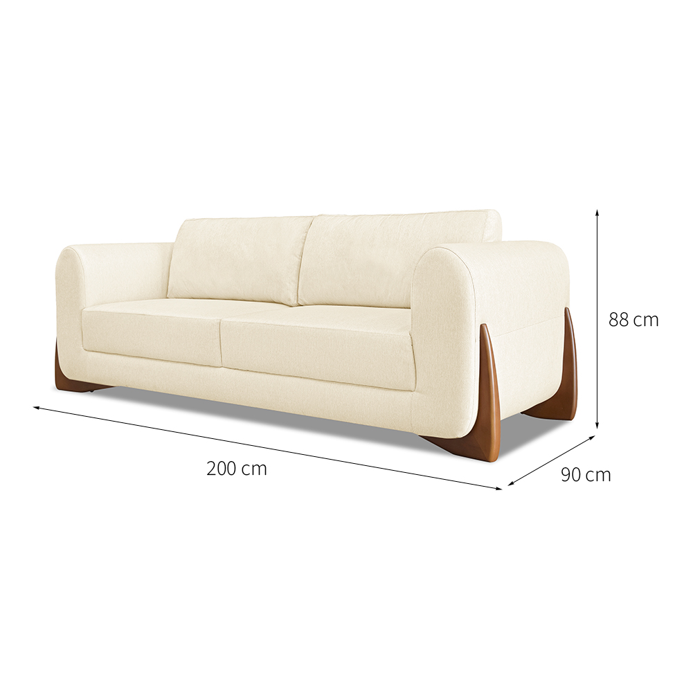 Sofá 3 Lugares Yves Linho Pérola 200 cm