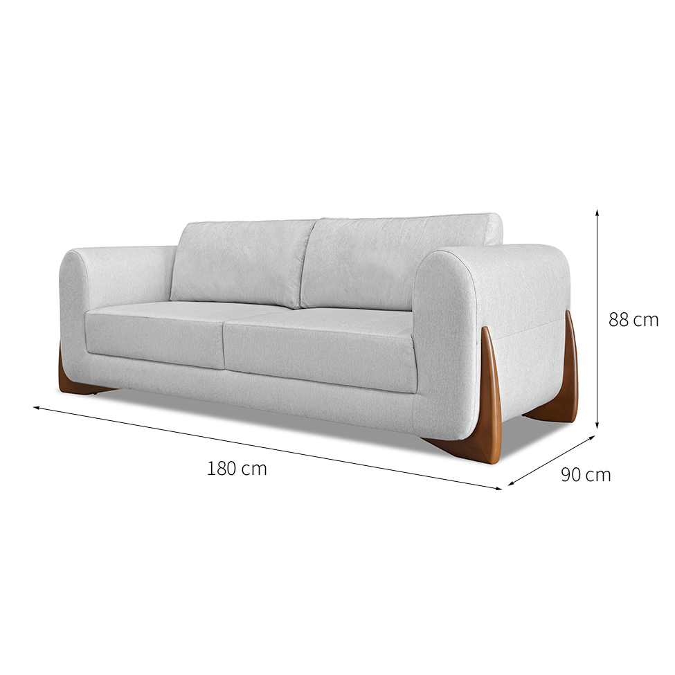 Sofá 3 Lugares Yves Linho Rústico Grigio 180 cm