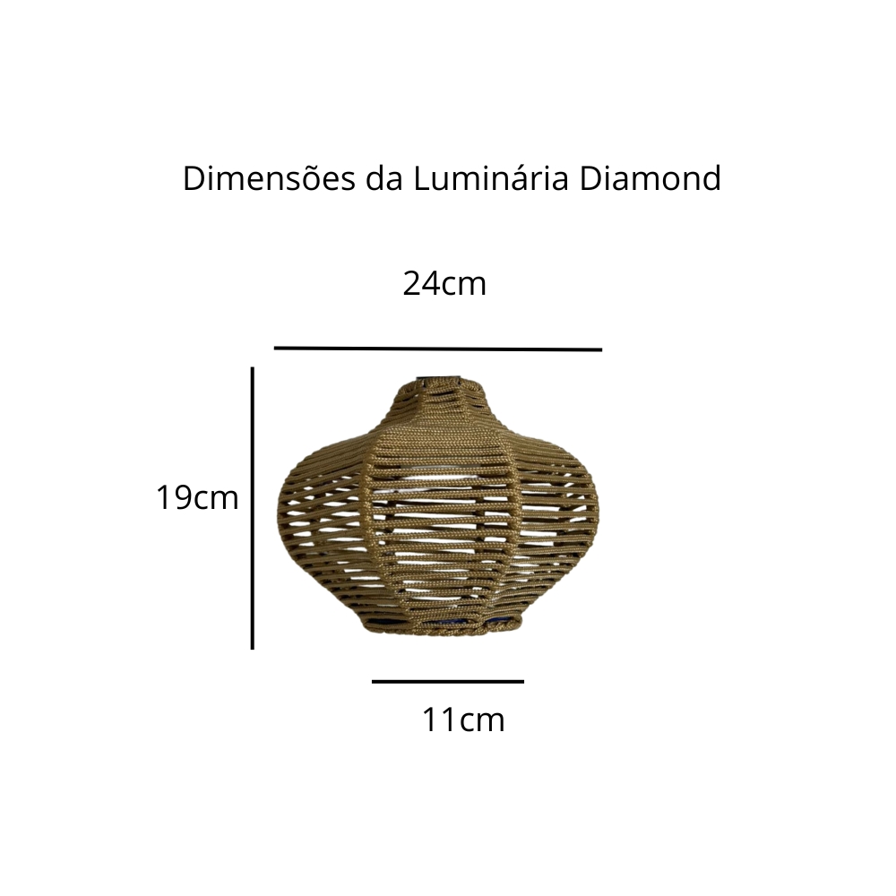 Luminária Pendente de Teto Trançado Artesanal Bege - Diamond