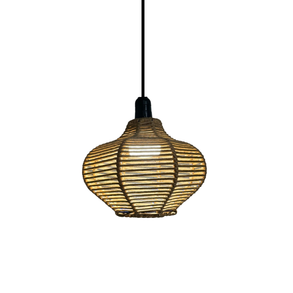 Luminária Pendente de Teto Trançado Artesanal Bege - Diamond