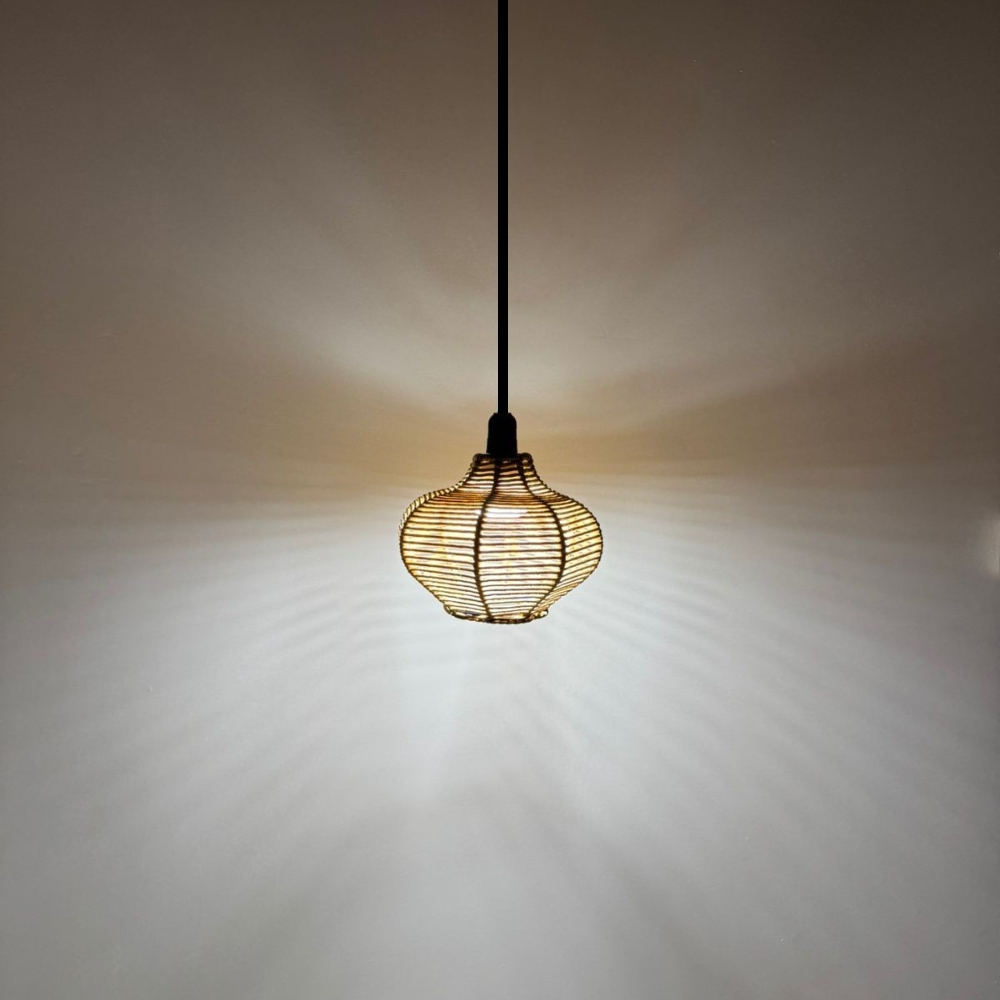 Luminária Pendente de Teto Trançado Artesanal Bege - Diamond