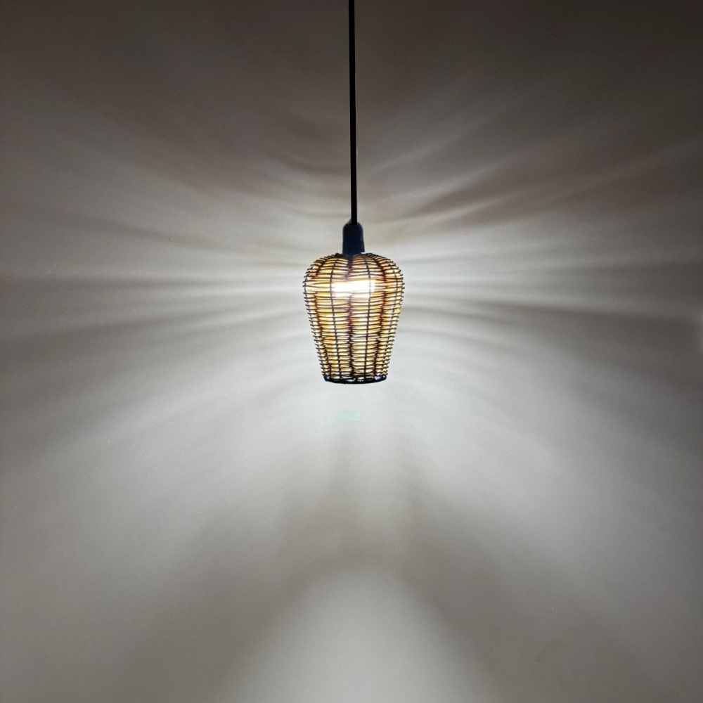 Luminária Pendente de Teto Trançado Artesanal Caramelo - Finn