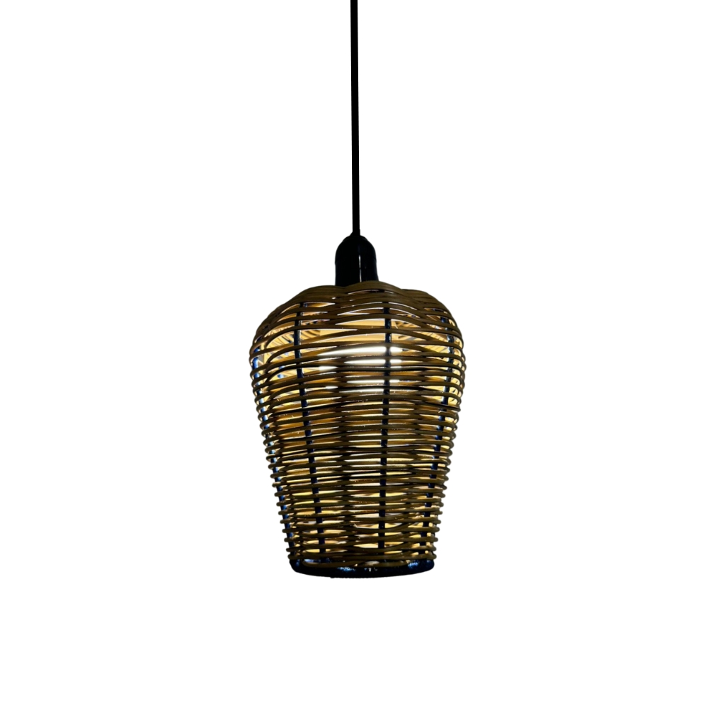 Luminária Pendente de Teto Trançado Artesanal Caramelo - Finn