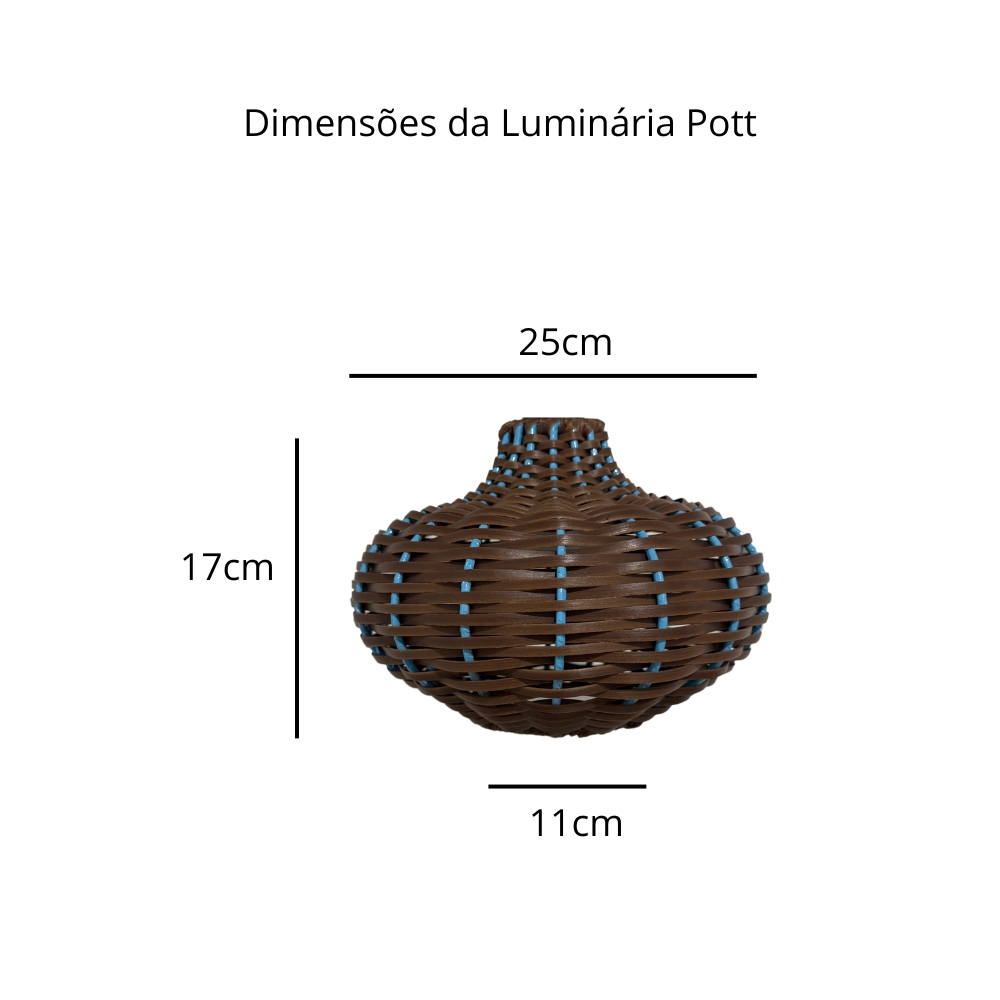 Luminária Pendente de Teto Trançado Artesanal Marrom - Pott