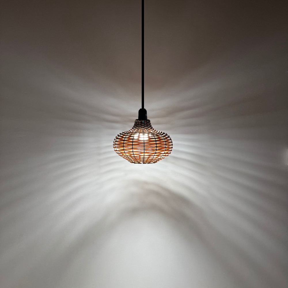 Luminária Pendente de Teto Trançado Artesanal Marrom - Pott