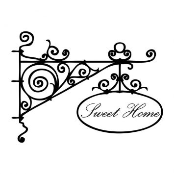 Adesivo Decorativo de Parede com Frase   SWEET HOME 75x55 cm Preto 