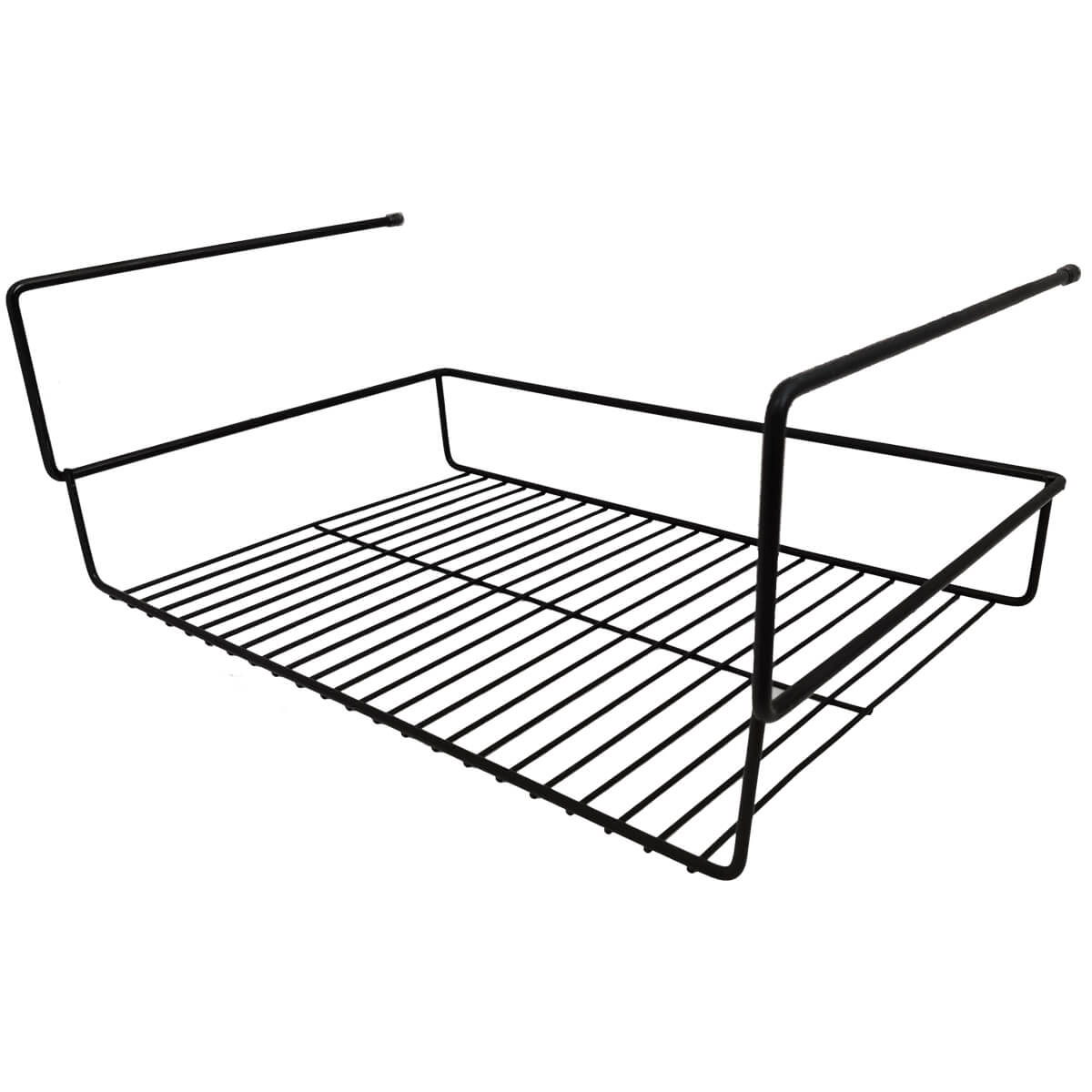 Cesto Aramado Prateleira 43cm Grande Organizador De Encaixe Preto