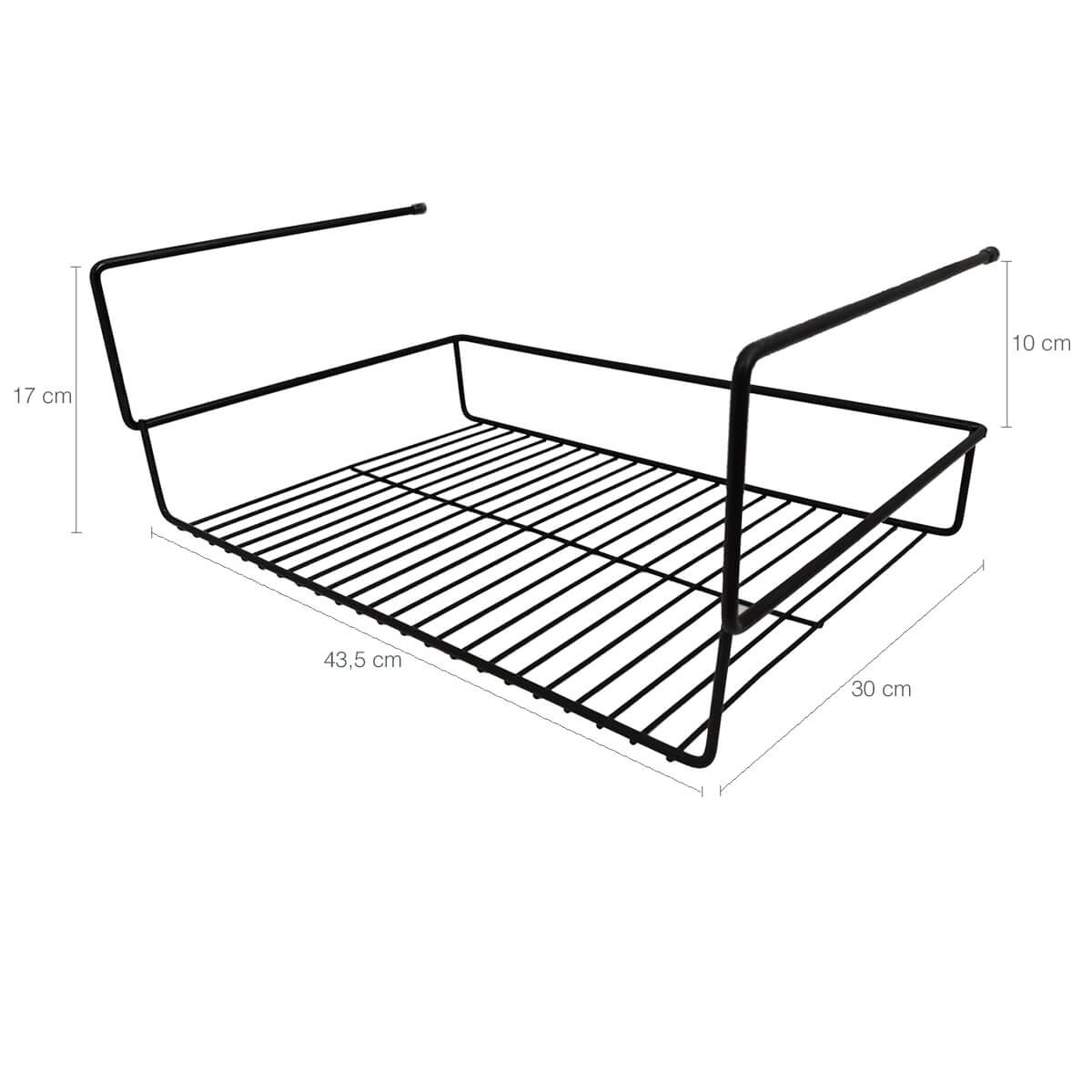 Cesto Aramado Prateleira 43cm Grande Organizador De Encaixe Preto