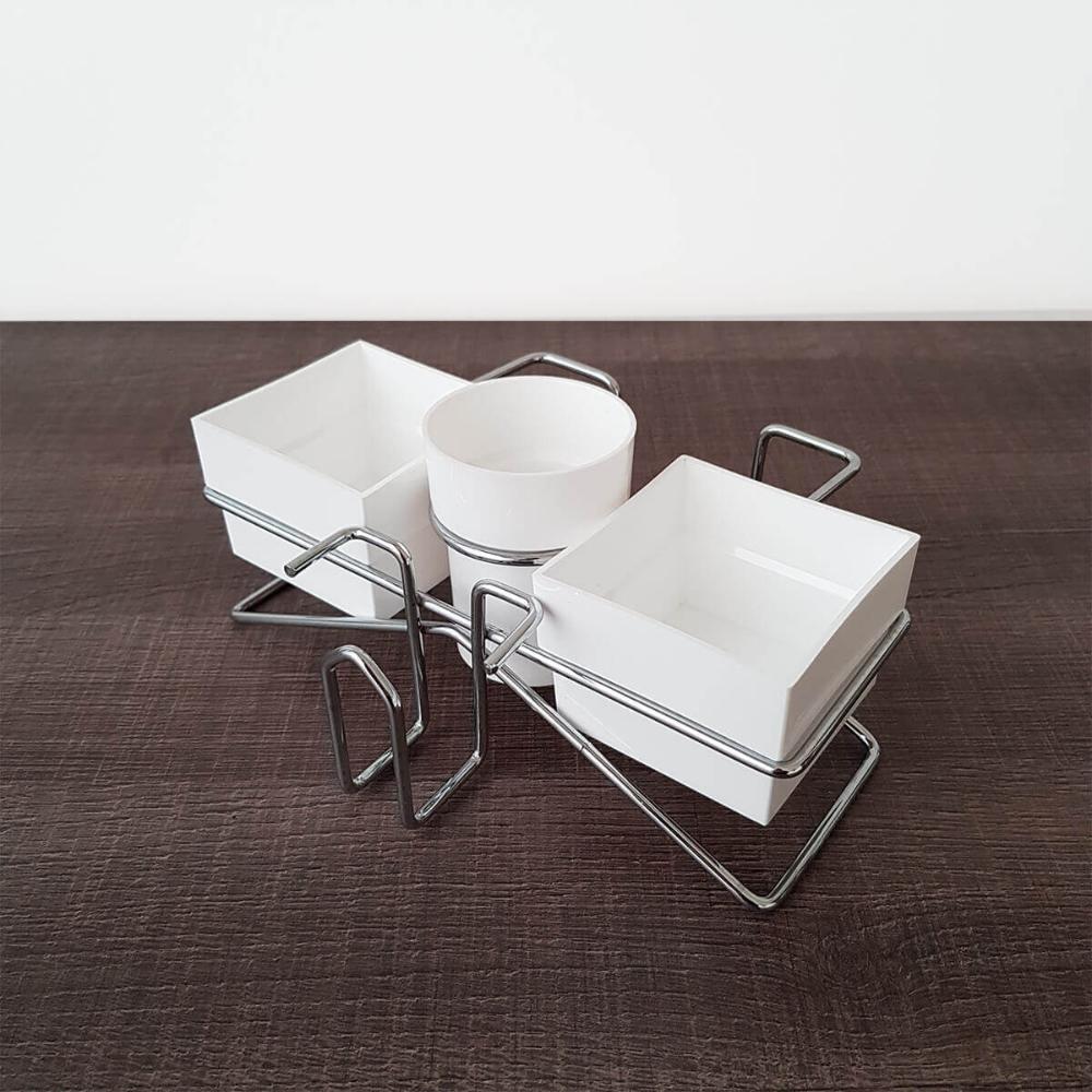 Conjunto 10 Porta Sachês Mexedor Açúcar Adoçante Chás Organizador Mesa Café Branco