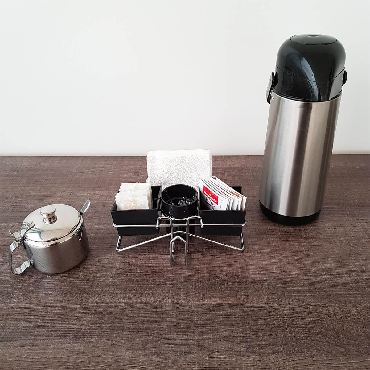 Conjunto 10 Porta Sachês Mexedor Açúcar Adoçante Chás Organizador Mesa Café Preto