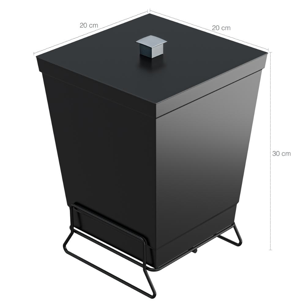 Conjunto Para Pia De Cozinha Lixeira Quadrada 6,5L E Escorre