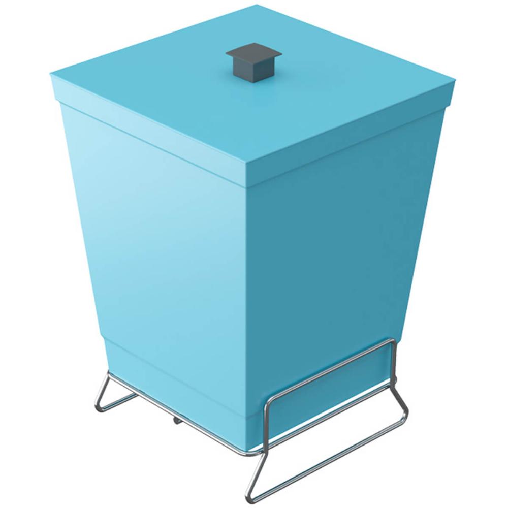 Lixeira para Banheiro Plástica com Suporte Cromado e Anel Interno 6,5L com Tampa Stolf Azul