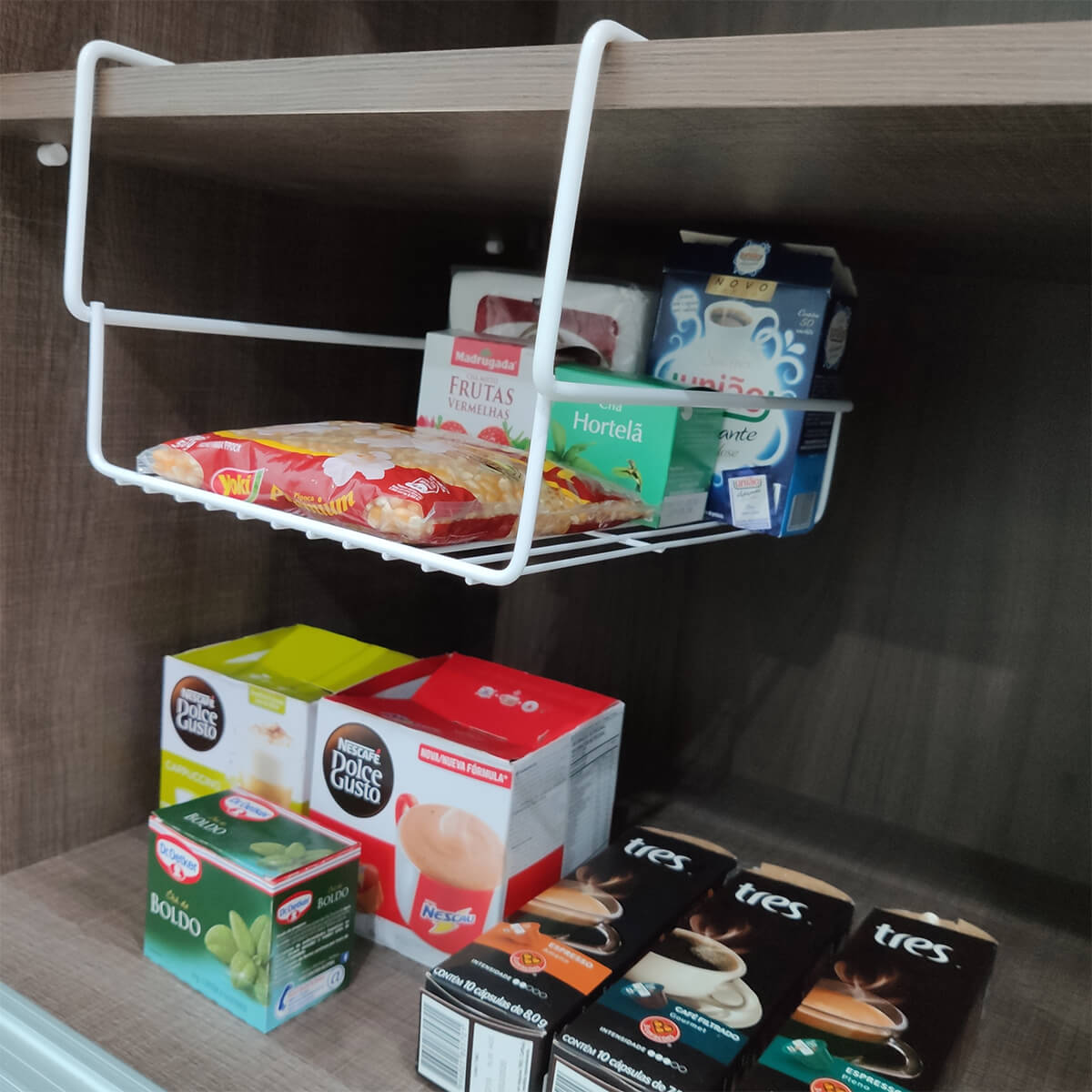 Prateleira De Encaixe 24cm Organizador Cesto Pequeno Aramado Branco