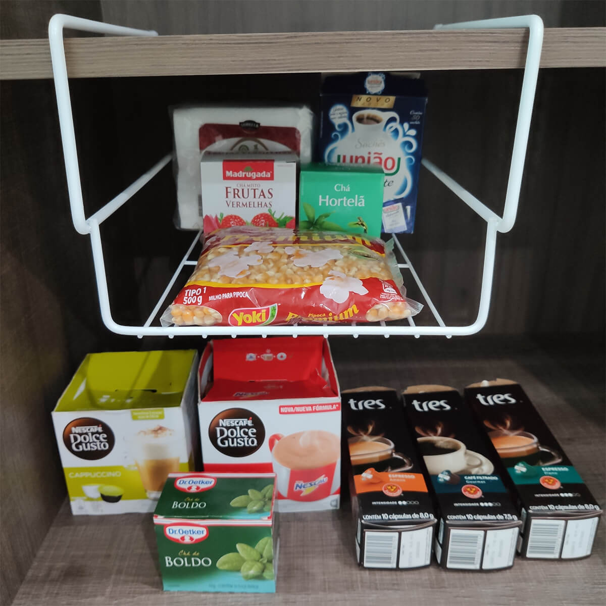 Prateleira De Encaixe 24cm Organizador Cesto Pequeno Aramado Branco