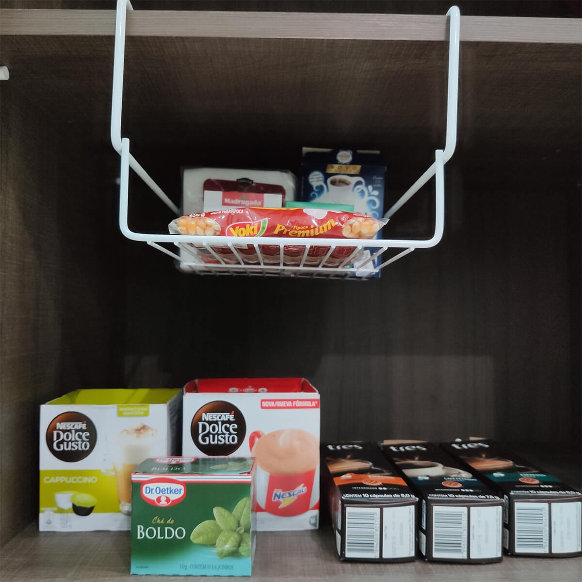 Prateleira De Encaixe 24cm Organizador Cesto Pequeno Aramado Branco