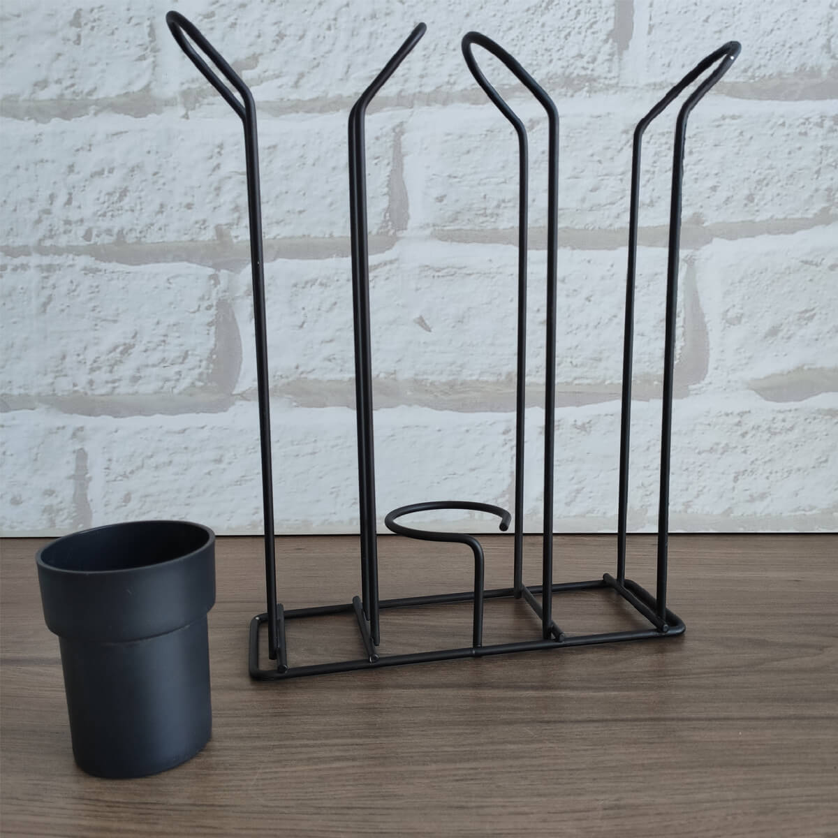 Suporte Porta Copo Descartável 50 80ml e 180 200ml Organizador de Copos e Colheres Café Preto Fosco Stolf