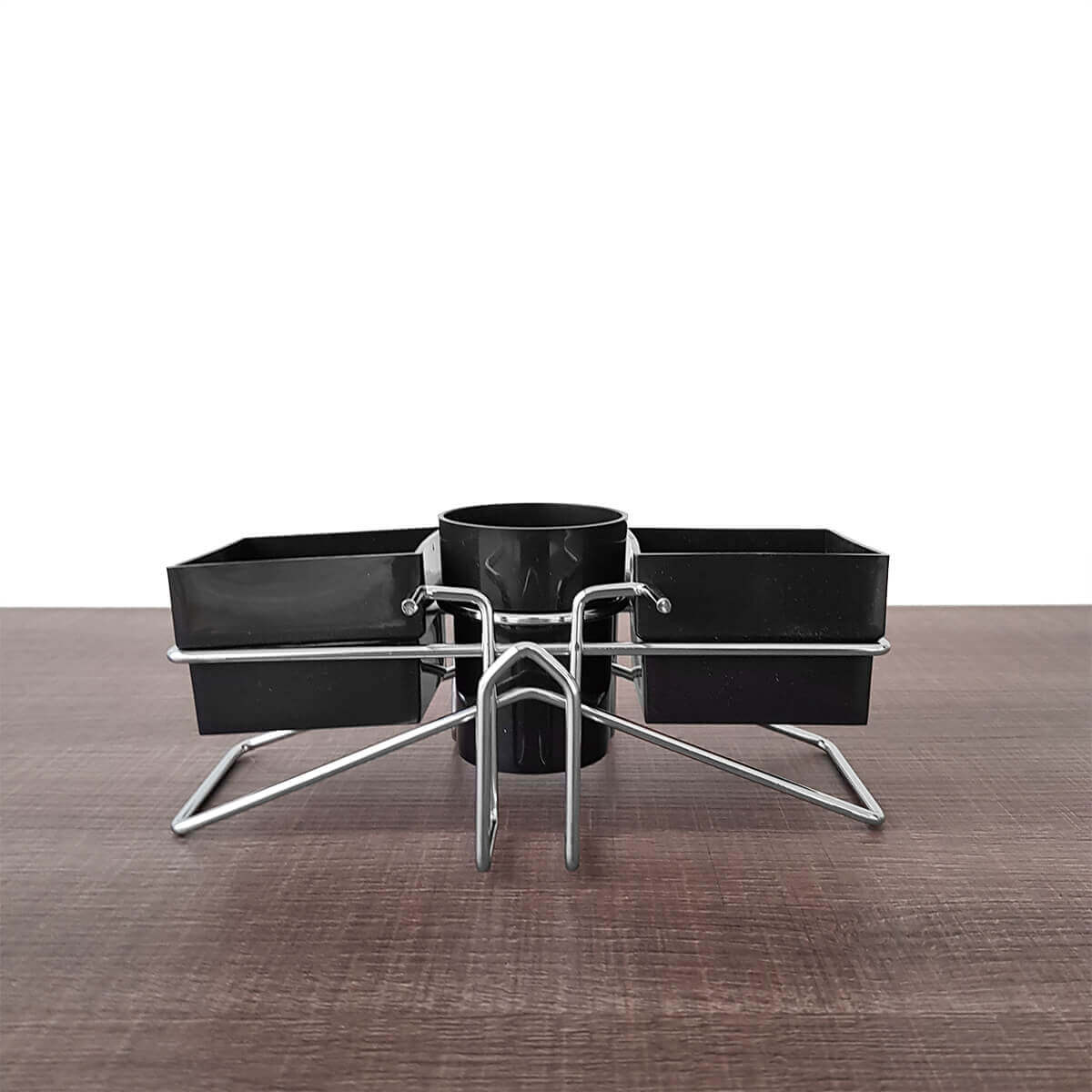 Suporte Porta Sachês Açúcar Mexedor Adoçante Chás Organizador para Mesa do Café Preto