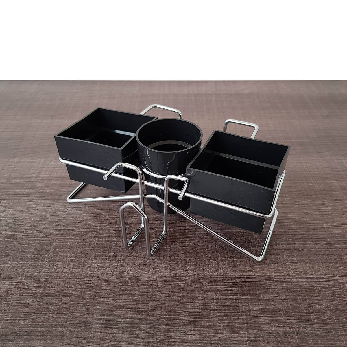 Suporte Porta Sachês Açúcar Mexedor Adoçante Chás Organizador para Mesa do Café Preto