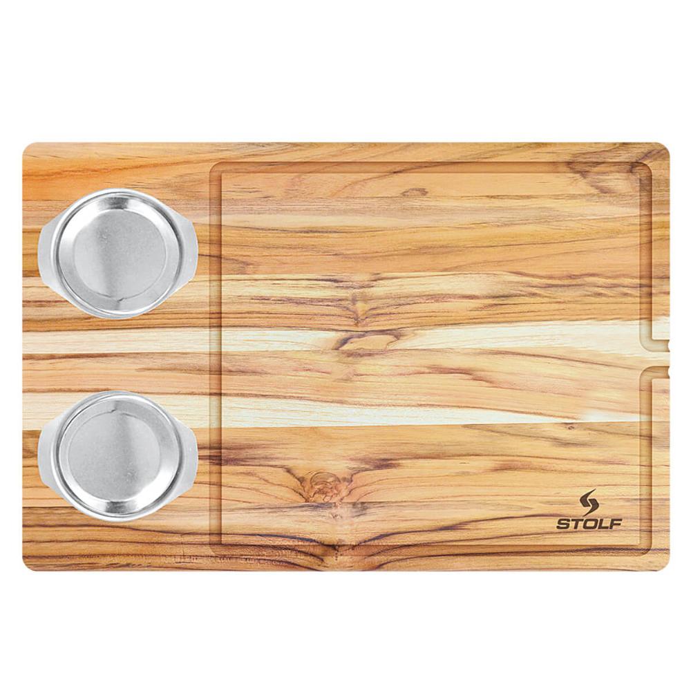 Tábua De Carne Com Bandeja Tábua Para Servir 44x30cm
